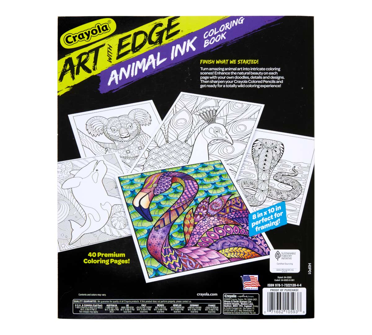 Art with Edge Jungle Animal Coloring Book Back View of Book