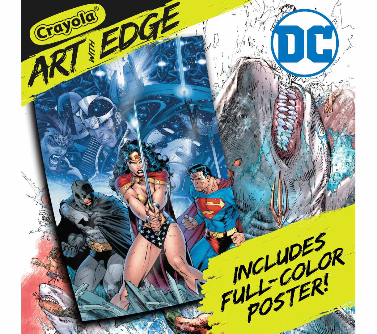 Art with Edge Justice League Coloring Book  28 pages. Includes full-color poster!