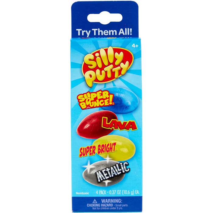 Silly Putty Specialty Pack, 4 Count, front view.