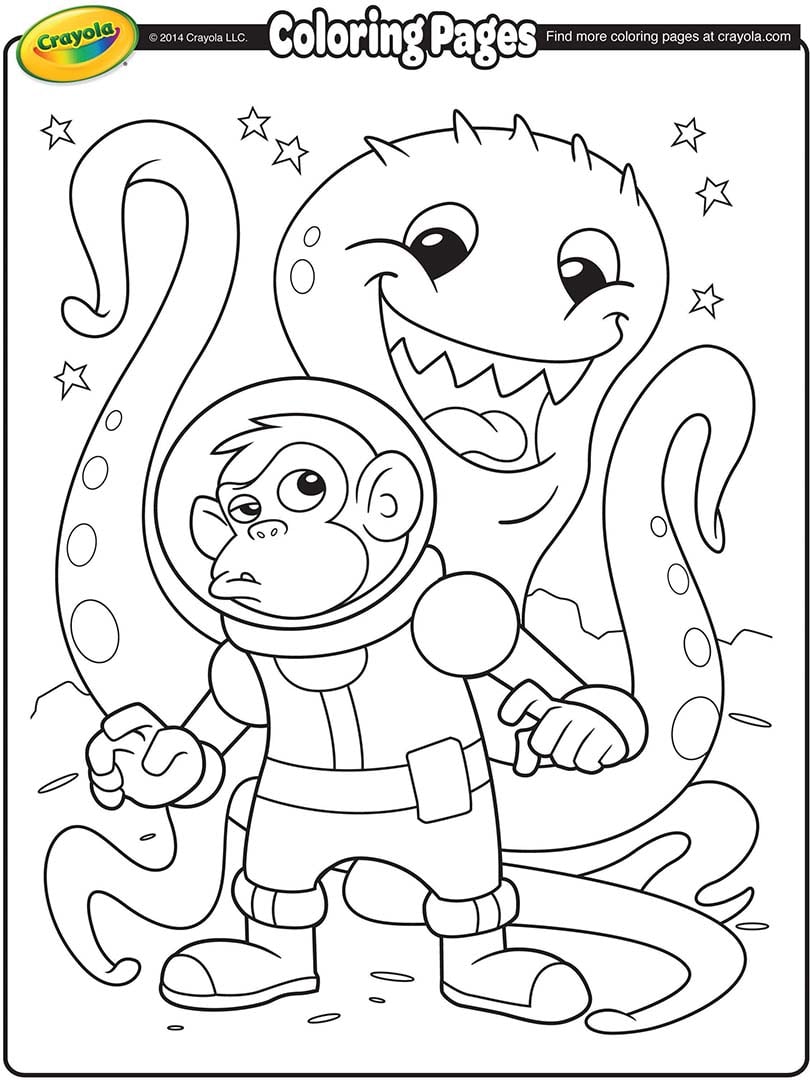 Alienígena espacial y astronauta mono