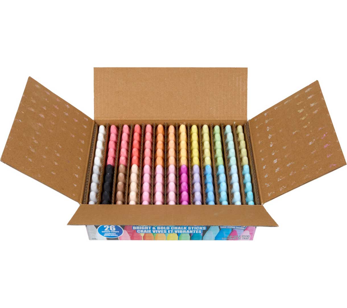 Washable Sidewalk Chalk  130 count top view of open box