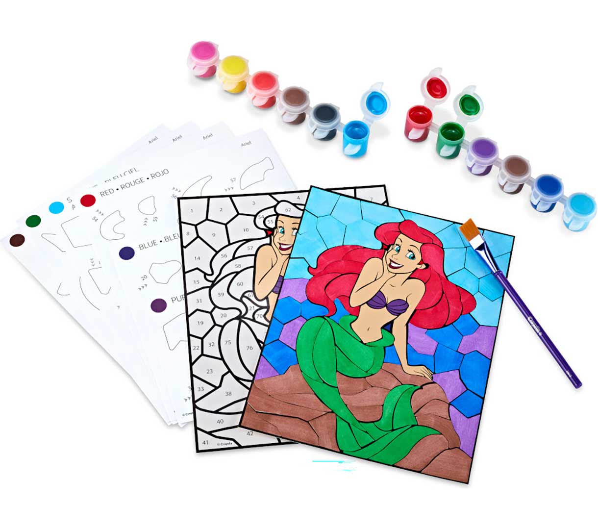 Paint & Peel Mosaic Sticker  Disney Princess contents with Ariel mosaic completed.