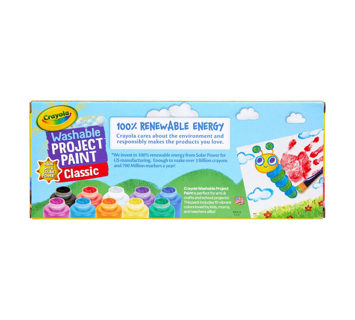Washable Project Paint Classic Colors 10 count back view