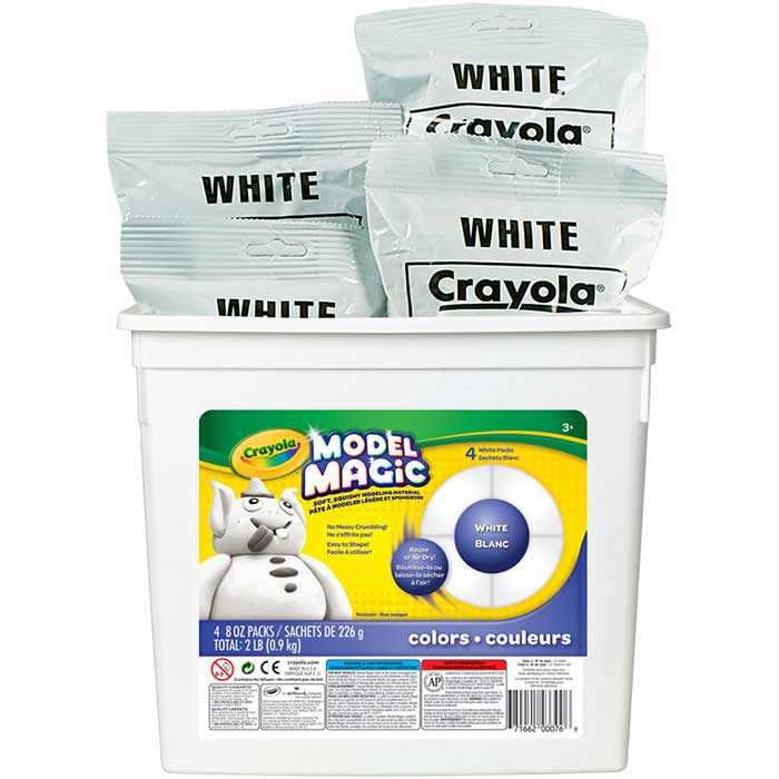 Crayola® 907g Resealable Model Magic® Bucket - White packaging and contents.