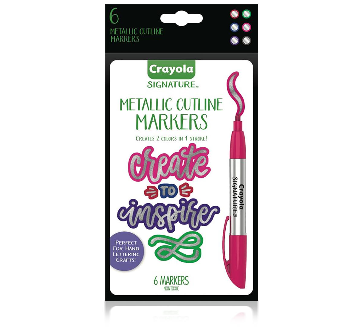 Signature Metallic Outline Paint Markers  6 Count front view