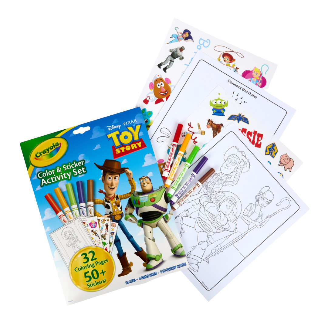 Crayola® Color and Sticker Activity Set - Toy Story 5 packaging and Contents