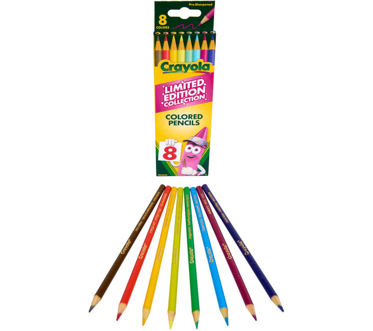 Limited Edition Retired Colored Pencils, 8 Count, packaging and contents.