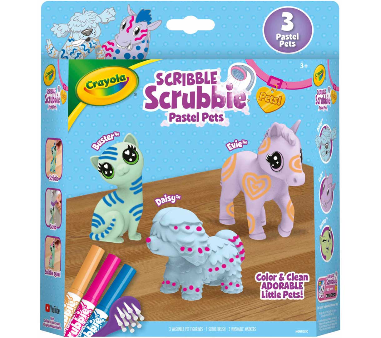 Scribble Scrubbie Pastel Pets front view.
