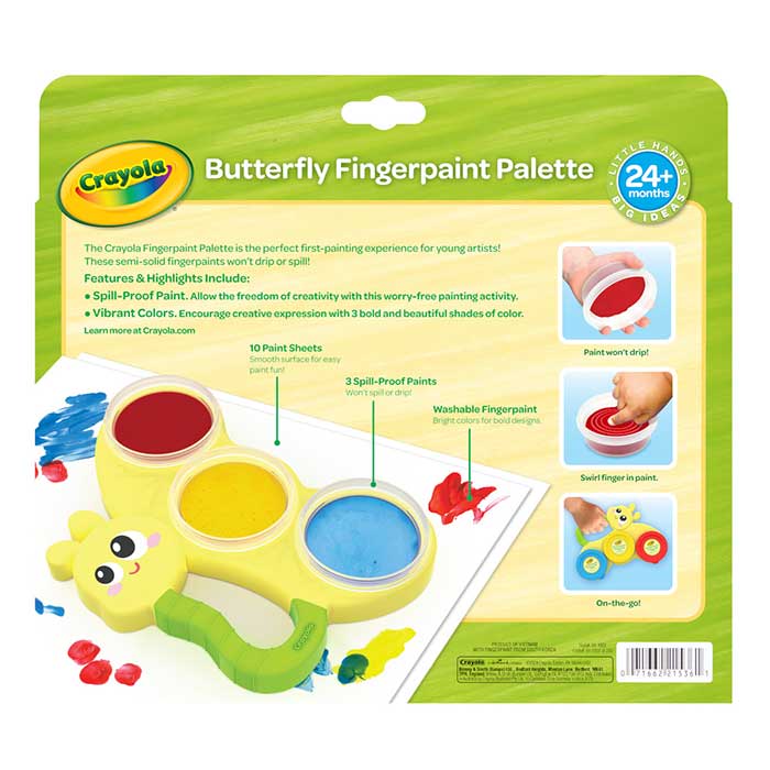 Butterfly Fingerpaint Palette back view.
