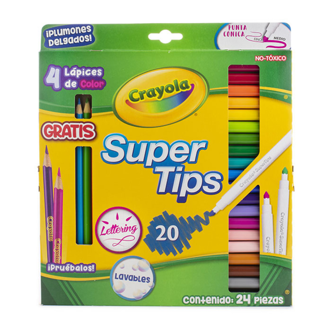 20 Super tips + 4 Lpices de color Front view