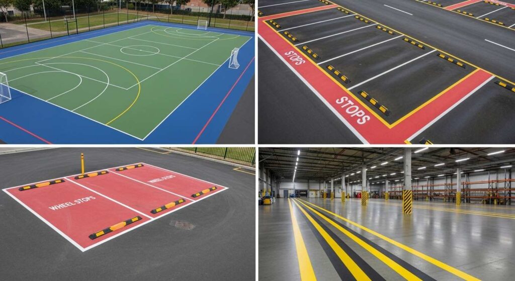 Complete line marking services Auckland - sports court, car park and warehouse marking solutions by Line Marking Pros