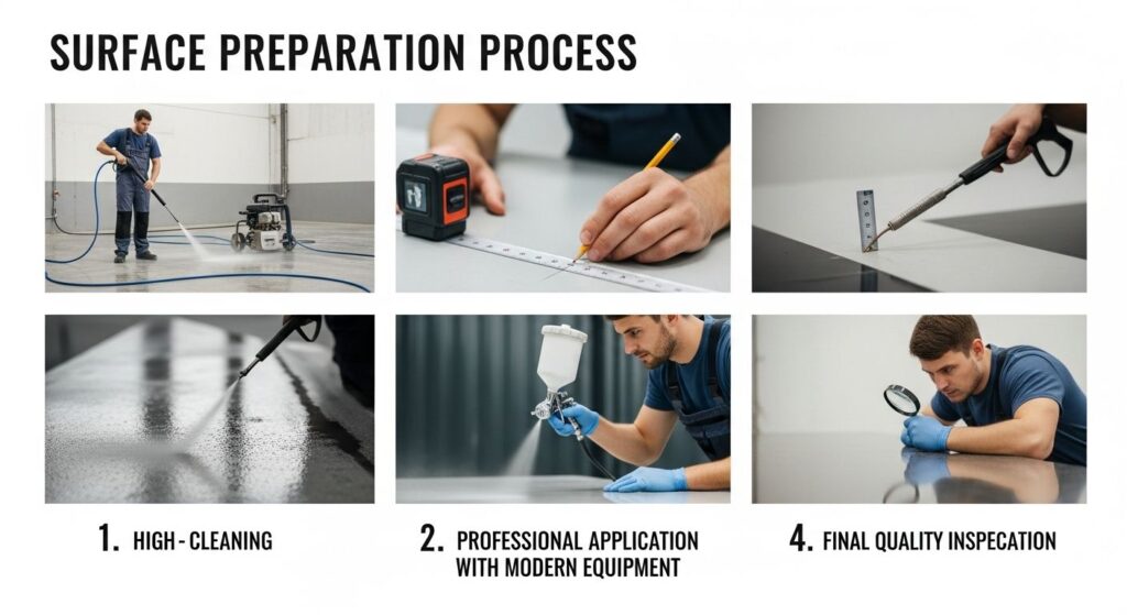 Professional line marking process surface preparation application quality control workflow